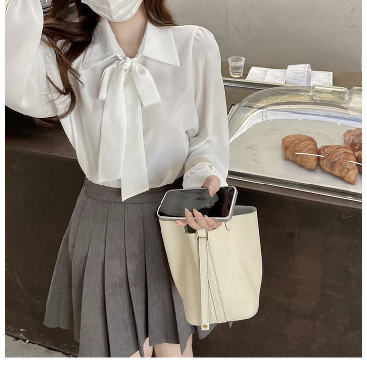 Áo Sơ Mi Tay Dài Dáng Rộng Thắt Nơ Phong Cách Pháp Thời Trang Mùa Thu Mới Cho