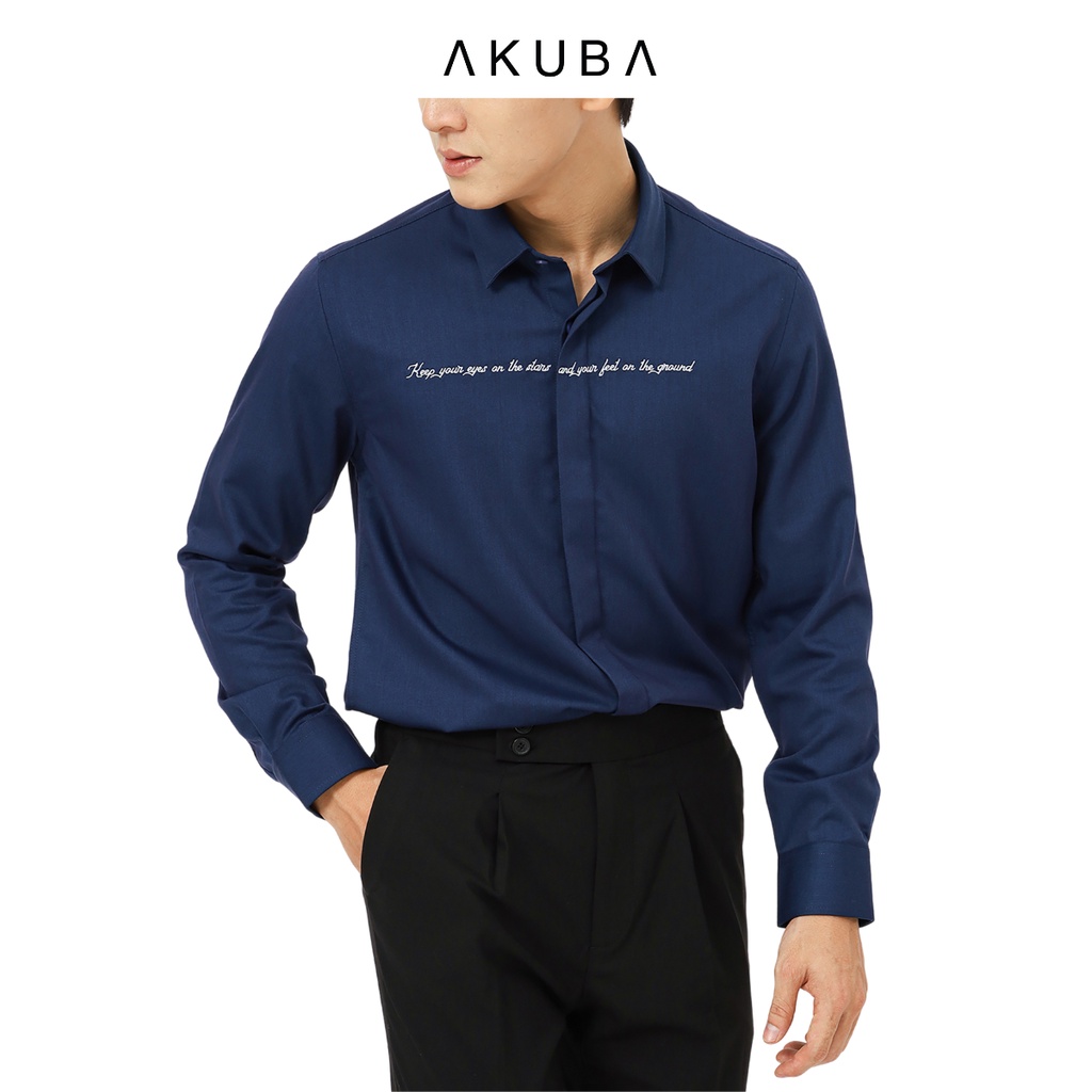 Áo sơ mi nam tay dài AKUBA chất liệu cotton co giãn tốt thoáng mát, co giãn tốt 01M0055