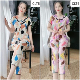 QUẦN ÁO MẶC NHÀ CHẤT LIỆU LỤA, MẶC NHÀ SAU SINH HỌA TIẾT HOA LÁ XINH FOM DÁNG ĐẸP