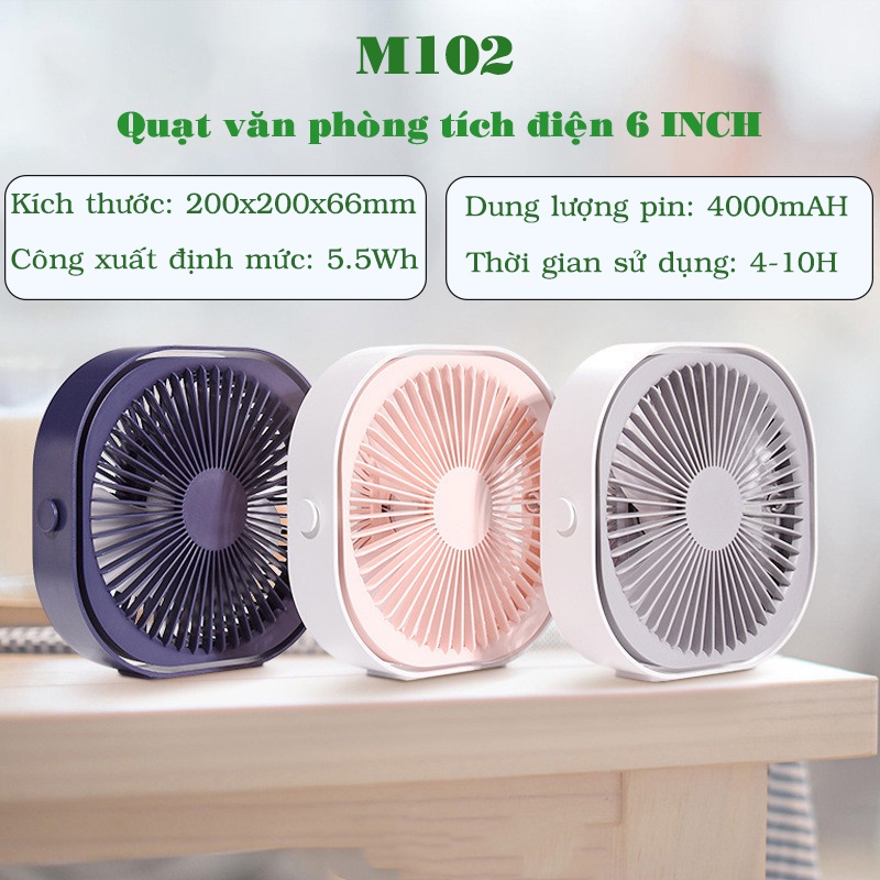 Quạt Để Bàn Tích Điện Xoay Tự Động 180 Độ Pin 5000mAh Có Thể Sạc Lại 4 Tốc Độ Gió Chạy Êm Cao Cấp | BigBuy360 - bigbuy360.vn