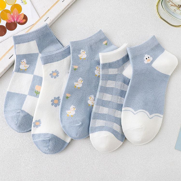 Vịt Dễ Thương Với Tất Hoa | Vớ Mắt Cá Chân Thời Trang Cho Nữ | Vớ Họa Tiết Động Vật JP5