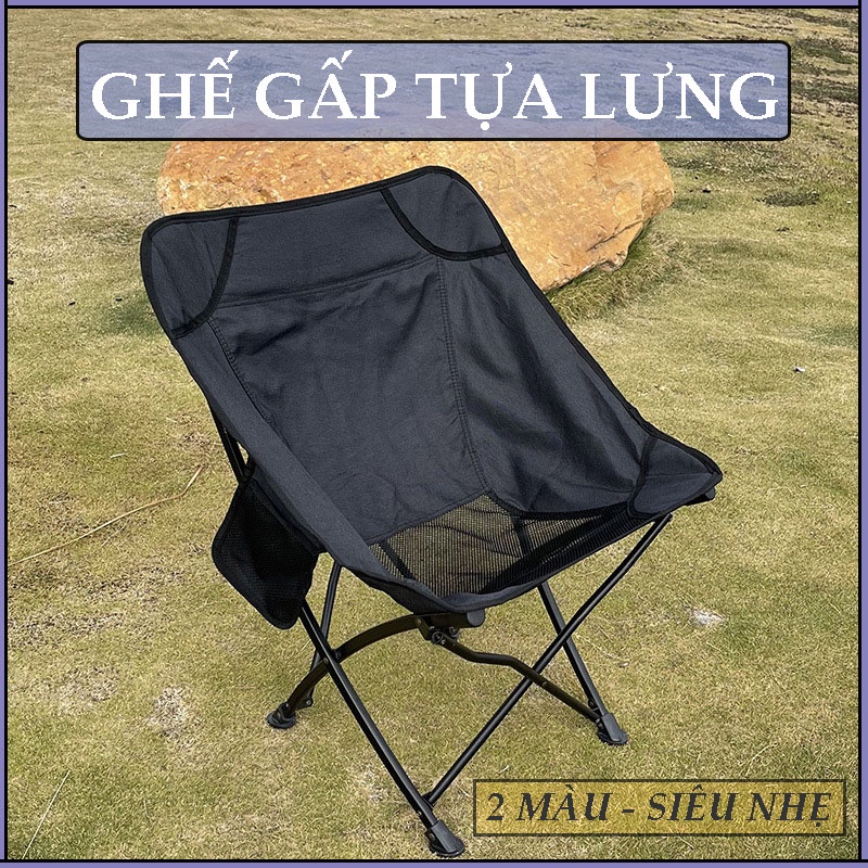 Ghế Xếp Dã Ngoại Khung Hợp Kim Nhôm Có Tựa Lưng Dành Cho Du Lịch Cắm Trại - Ghế Câu Cá Gấp Gọn