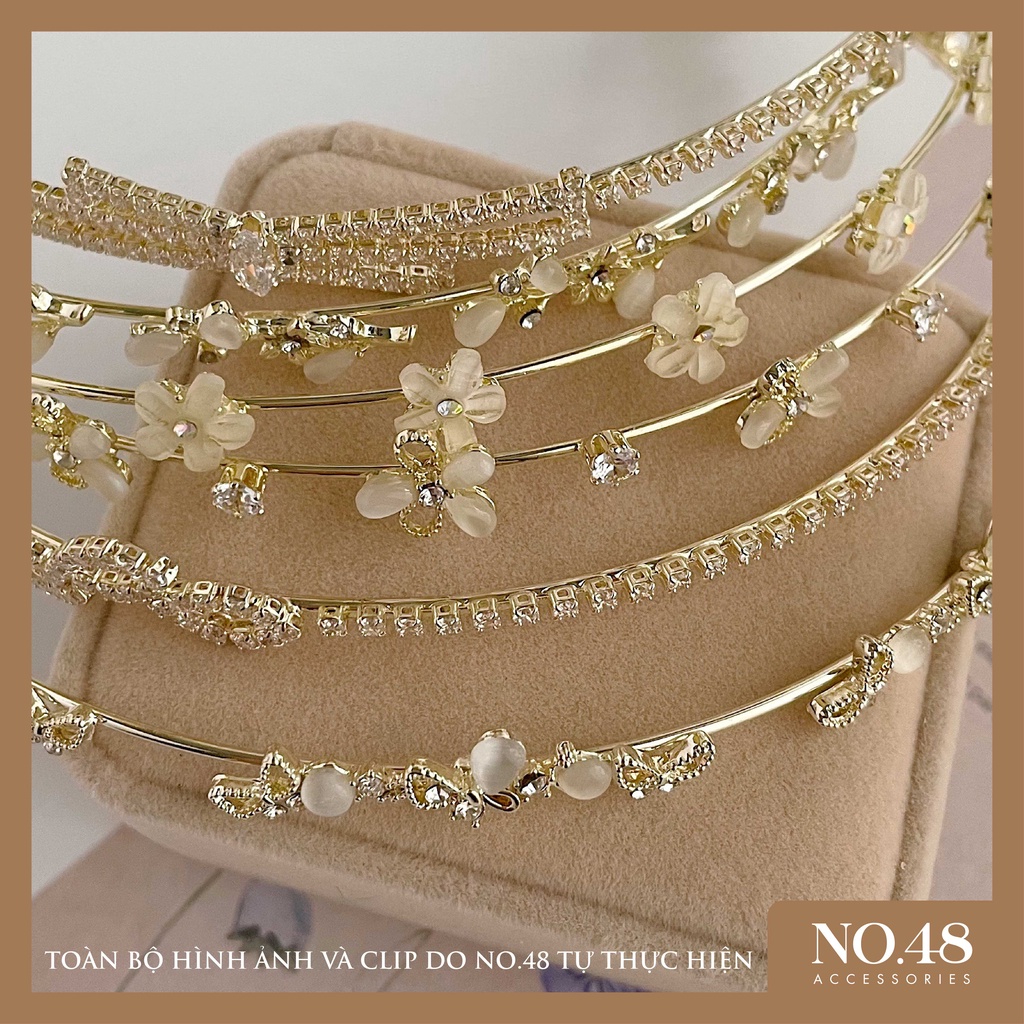 Bờm mảnh đá vàng nhạt nhiều mẫu NO.48 ACCESSORIES mã 3043