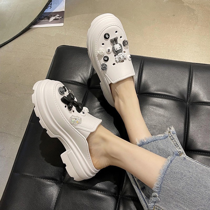 Dép Cross kèm charm đế cao 6cm siêu dễ thương cực êm chân