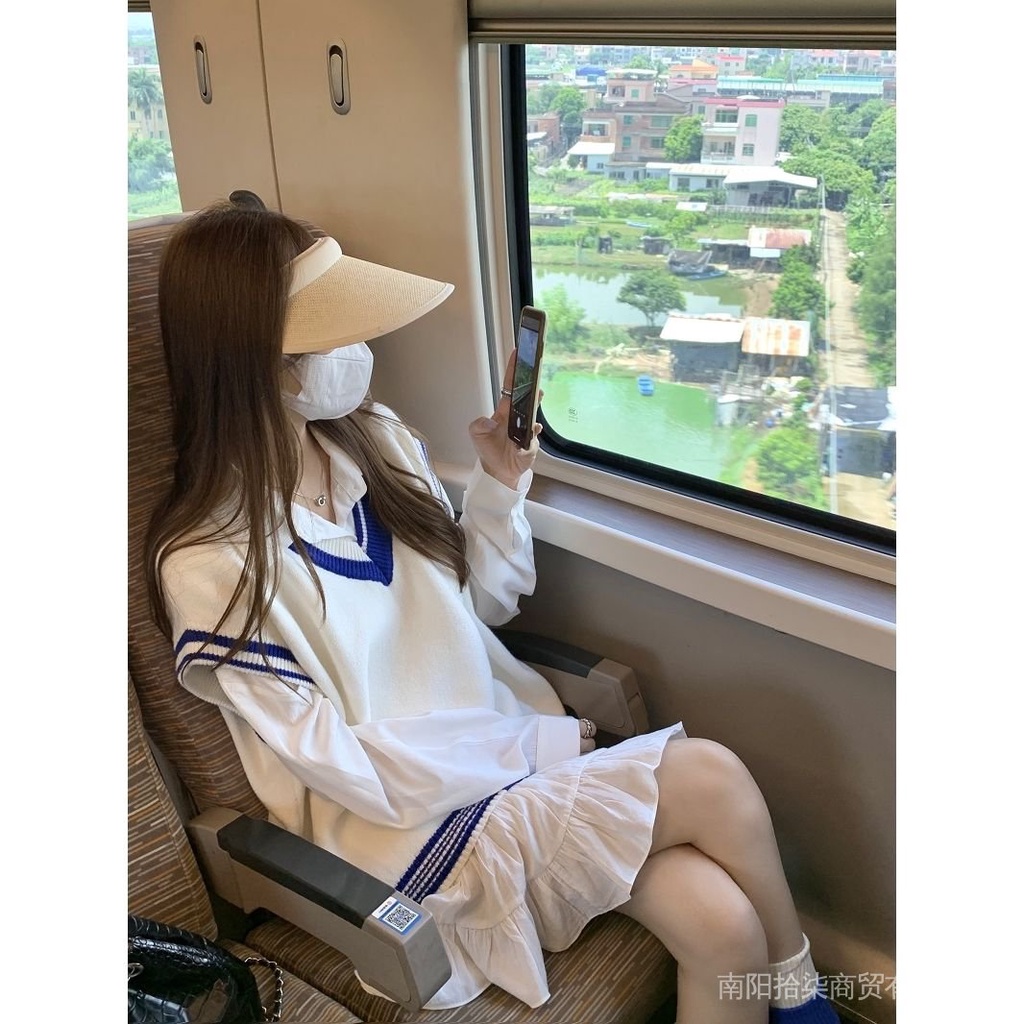 ❤Bộ Đồ Vest Kiểu Hàn Quốc Thiết Kế Trang Nhã Cho Nữ❤Áo Sơ Mi Dài Tay Hai Lớp Phong Cách Preppy Hàn Quốc