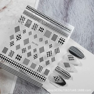 Sticker & Decal dán móng tay họa tiết ren đen trắng