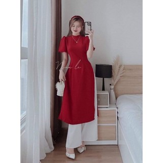 Áo dài tay bồng lụa tuyết nhung