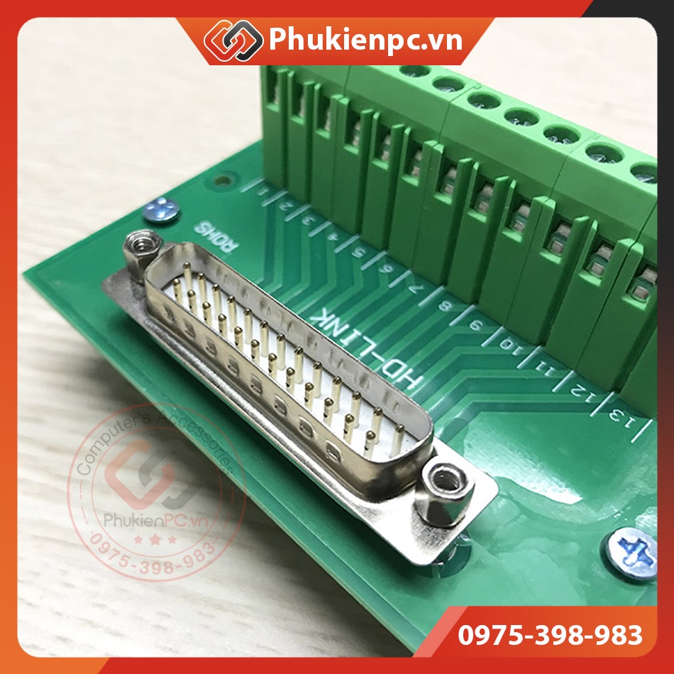 Đầu nối COM DB25 LPT Male Terminal Block vặn vít, cài thanh ray. cho máy CNC, LPT công nghiệp, Chân cắm Cáp COM DB25 Đực