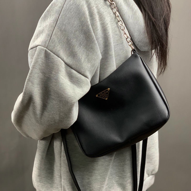 MISCHA Túi Đeo Chéo Vai Bằng Da PU Màu Trơn Thời Trang Hàn Quốc