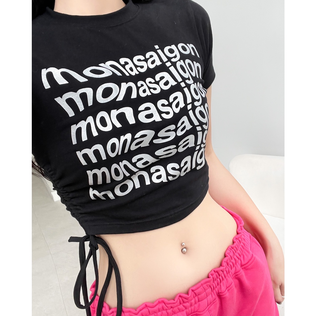 Áo croptop ôm rút dây MONÁ - AKI | BigBuy360 - bigbuy360.vn