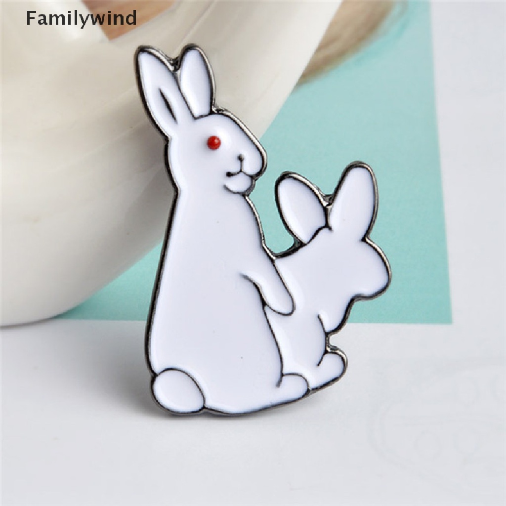Familywind &gt; Ghim Cài Áo Hình Hai Chú Thỏ Trắng Ác Quỷ Hoạt Hình Dễ Thương Làm Quà Tặng Cho Nữ