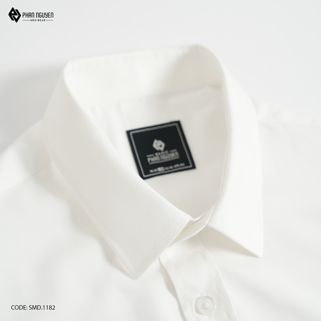Áo sơ mi nam dài tay trắng cao cấp Phan Nguyễn, thiết kế sang trọng, chất liệu vải sồi cao cấp không nhăn nhàu SMD.1182