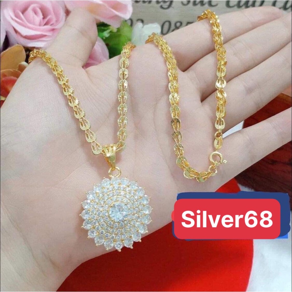Dây chuyền nữ mạ vàng,dây phụng kèm mặt đinh đá cao cấp sang trọng silver 68