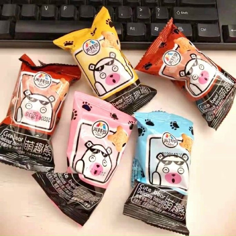 Thùng 80 gói bánh gấu nhân kem mix vị