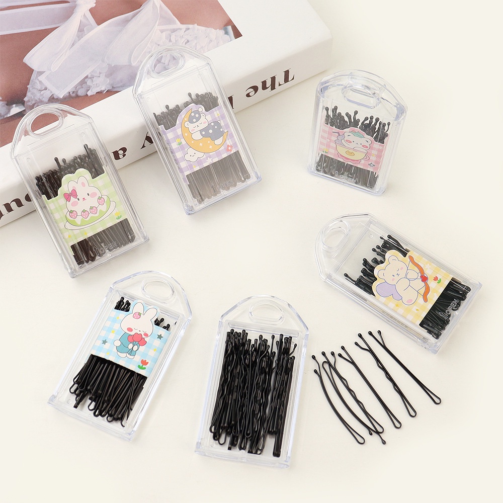 Bộ 30 Kẹp Tóc Màu Đen Họa Tiết Hoạt Hình Đơn Giản