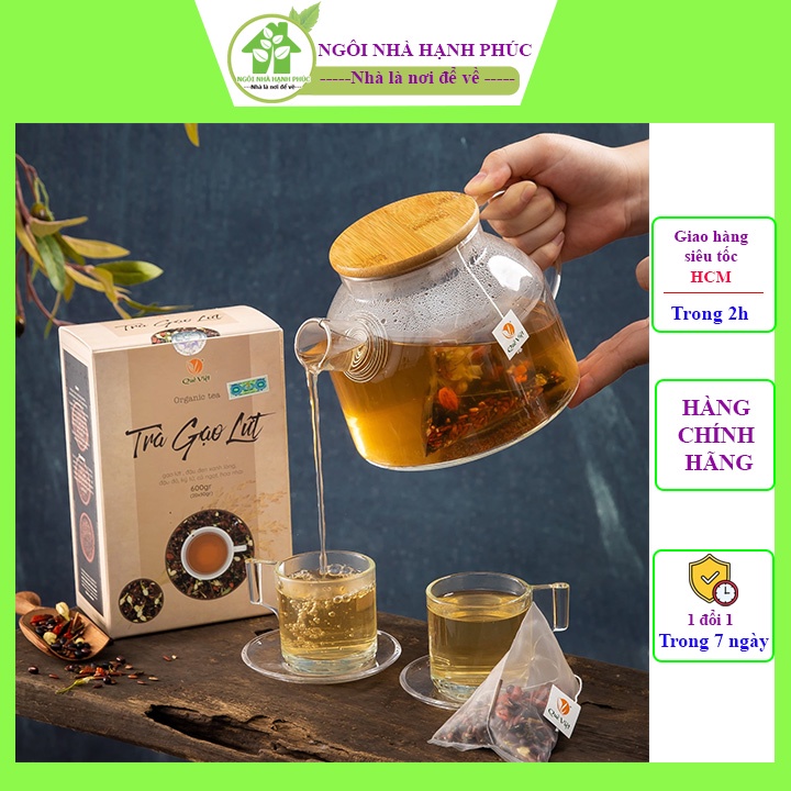 Trà gạo lứt Quê Việt - Hỗ trợ giảm cân an toàn - 1 hộp 600 gram gồm 20 túi lọc