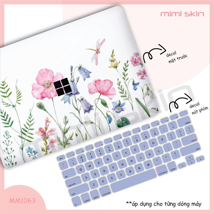Skin laptop Hoa Lá cắt sẵn, chỉ việc tháo dán dành cho asus, hp, dell, acer, lenovo hiệu MIMISKIN