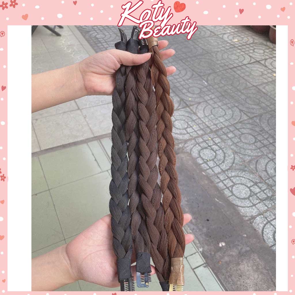 Tóc giả thắt bính cho nữ Koty Beauty tóc giả tết bím mềm mượt tự nhiên TG415