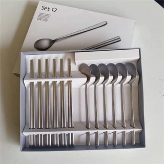 Bộ 12 muỗng đũa inox - Set 6 thìa 6 muỗng inox