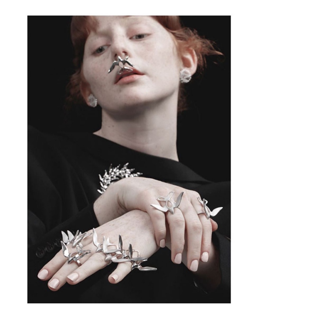 Nhẫn Hở Hình Chim Én Chim Dễ Điều Chỉnh Thiết Kế Độc Đáo Phong Cách Niche Star