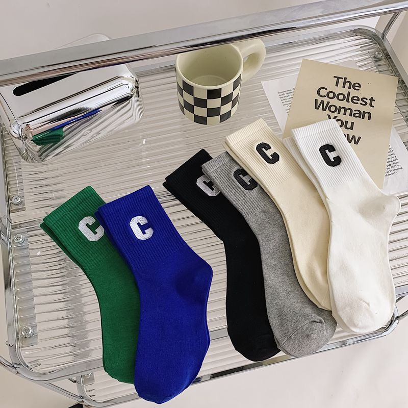 Tất Cổ Cao Sọc Gân Chữ C ERASHOP 080747 - Đơn Giản, Vải Co Giãn 4 Chiều, Phù Hợp Mang Giày Sneaker, Rẻ Đẹp