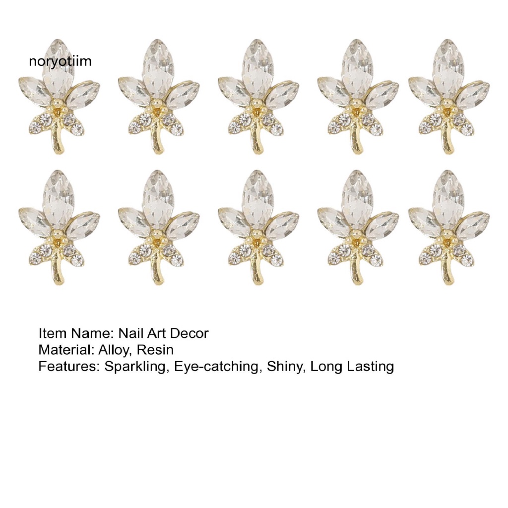 Set 10 Phụ Kiện Trang Trí Móng Tay Nghệ Thuật Hình Vòng Hoa / Trái Tim Bằng Hợp Kim