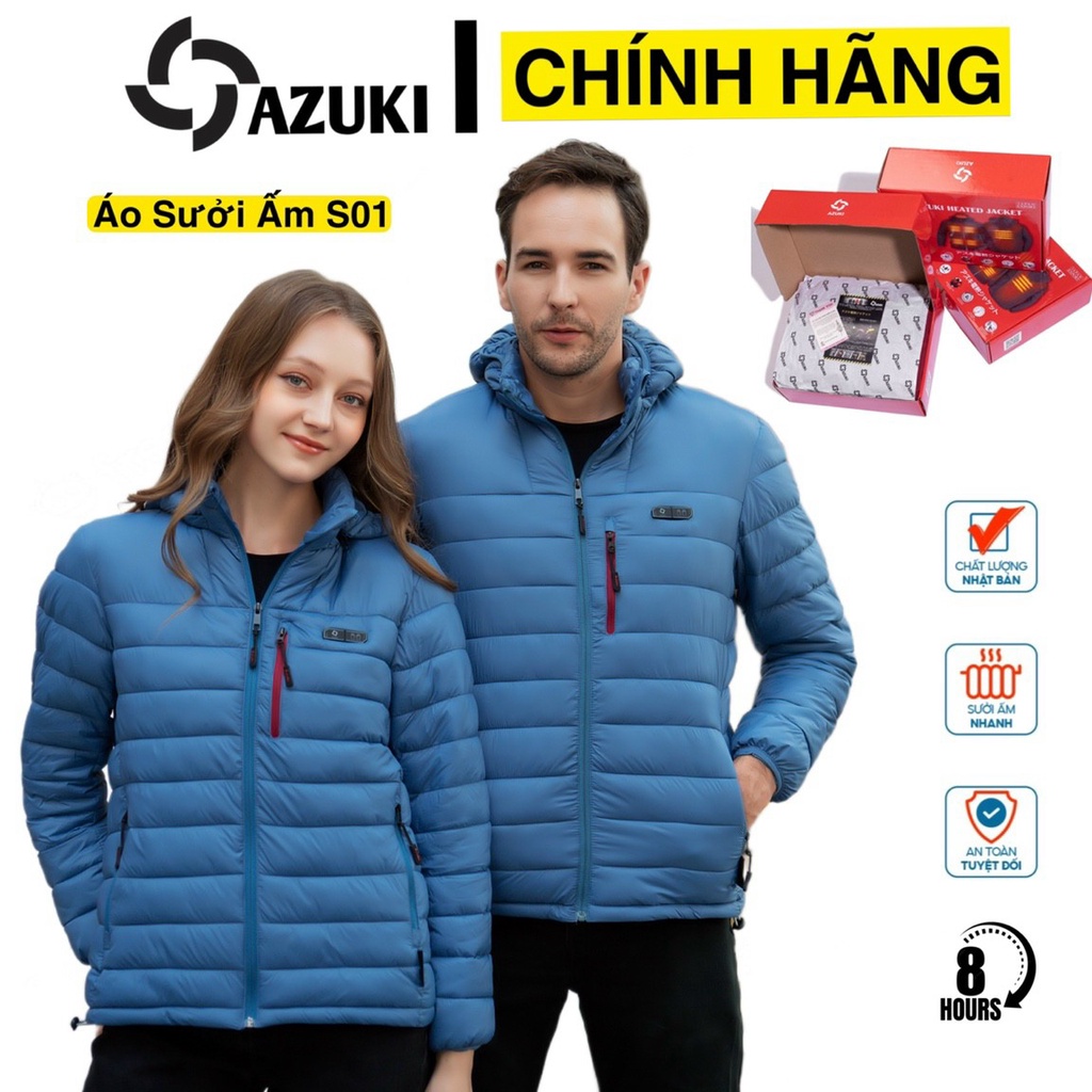 Áo Sưởi Ấm Azuki Super Light S01 Siêu Nhẹ,Chạy Bằng Pin 20.000mah Mẫu Mới Nhất 2022,Bảo Hành 12 Tháng