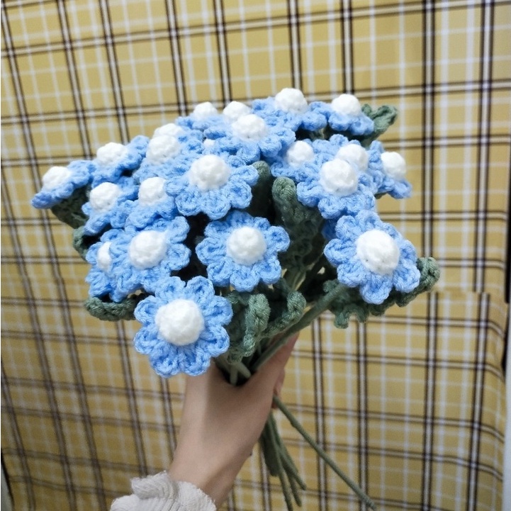 Bó hoa cúc daisy dệt kim 20 bông ngọt ngào handmade móc tay chất lệu len milk cotton làm quà tặng, decor trang trí nhà