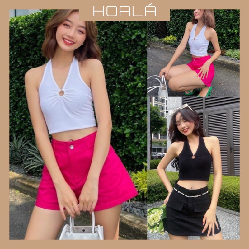 Áo Kiểu Cổ Tròng Phối Khoen Tròn A233