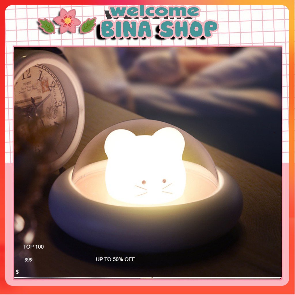 Đèn ngủ cute chuột phi hành gia - BinaShop - Làm đèn ngủ, quà tặng - Pin sạc HCM