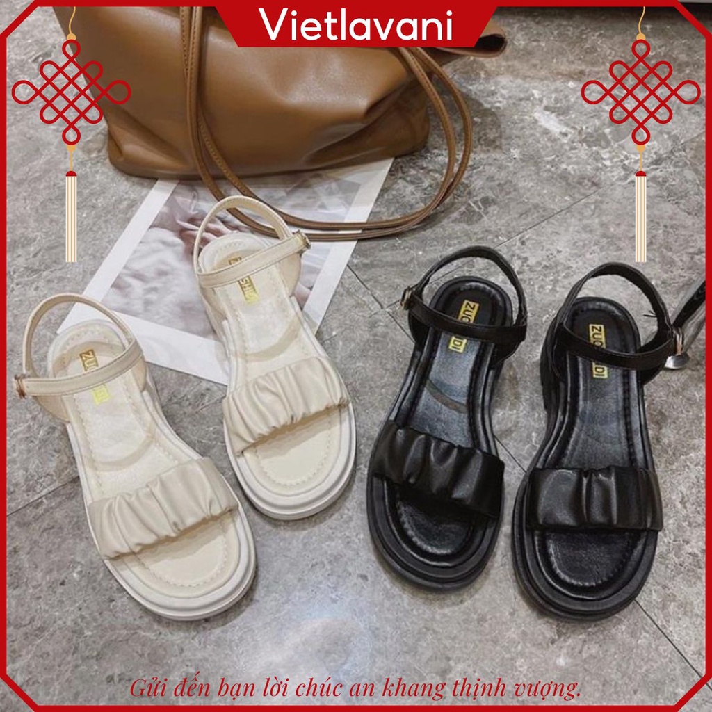 Giày sandal mã LTS62 nhún đế chiến binh mũi hở có 2 màu đen và trắng hot trend 2022