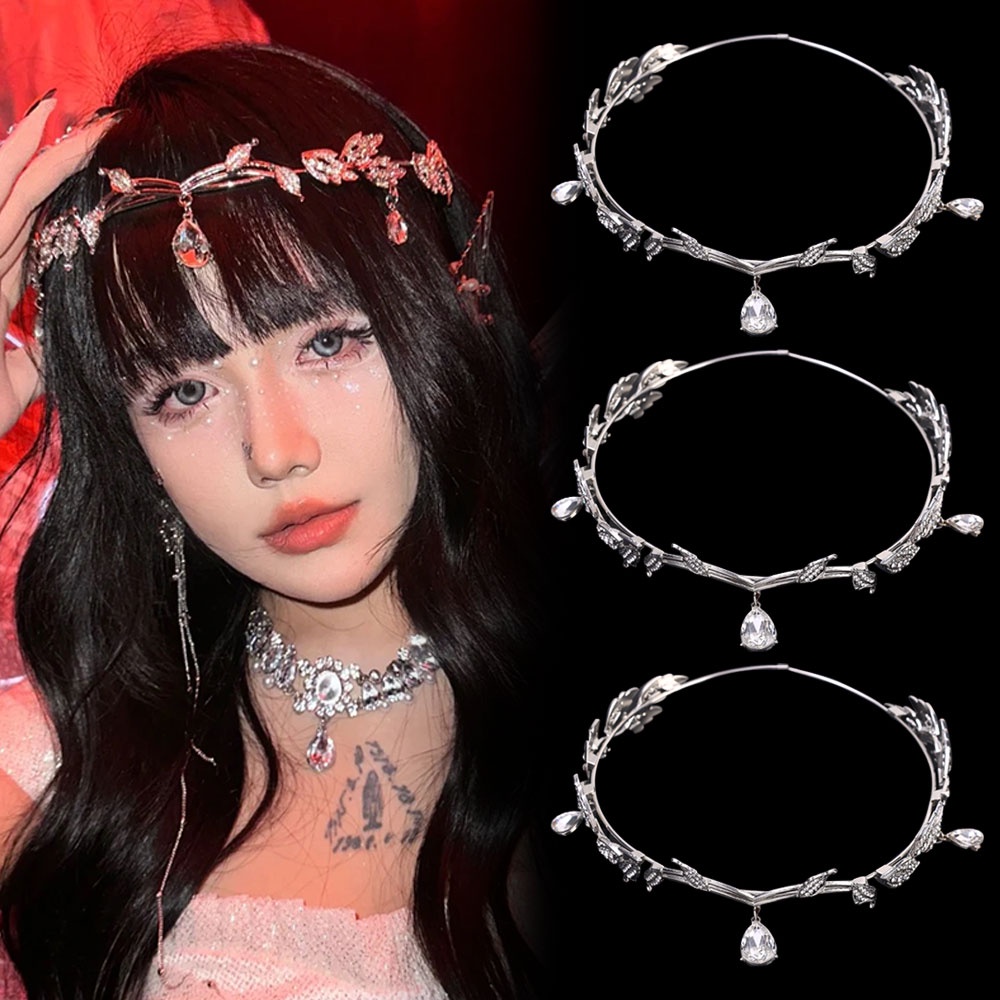 Vương Miện Cài Tóc Hình Giọt Nước Đính Đá Nhân Tạo Thời Trang