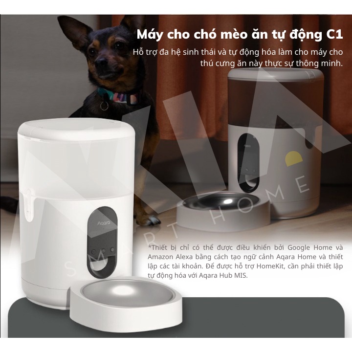 Máy cho chó mèo ăn tự động Aqara Smart Pet Feeder C1 Quốc tế, dung tích 4L, hẹn giờ cho ăn, tự chỉnh lượng thức ăn