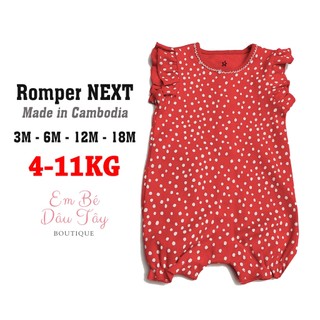 Body Đùi Bé Gái Sơ Sinh Đến 18 Tháng Next Bộ Áo Liền Quần Bé Gái Đỏ Chấm Bi Size 3M 6M 12M 18M (4-12kg) Romper bé gái