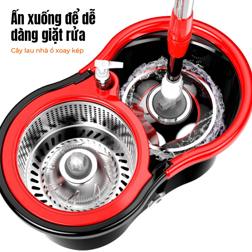Cây Lau Sàn Nhà Thông Minh Tự Động Rich Siêu Thấm Hút Sạch Mọi Vết Bẩn, Chính Hãng 100%，Tự Vắt 360 Độ