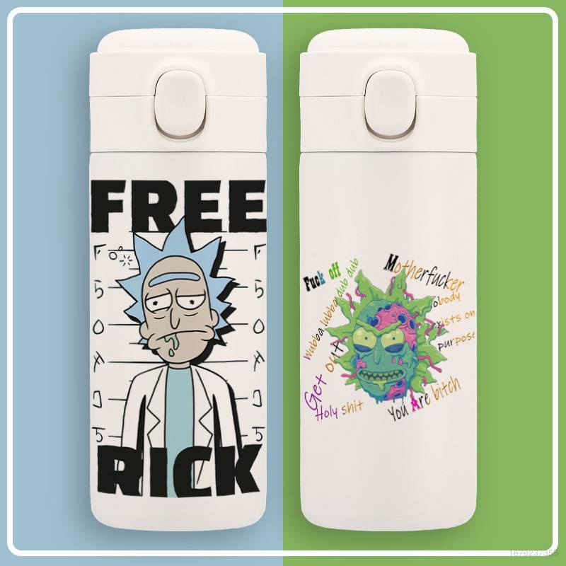 Bình Nước Giữ Nhiệt Họa Tiết Hoạt Hình Rick and Morty Dành Cho Học Sinh