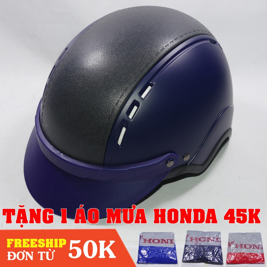 Nón bảo hiểm Aka 9A vá mảnh giữa giả da độc đáo, đục nhiều lỗ thoáng khí phối màu độc đáo A9A01