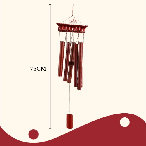 Chuông thanh tre mái nhà màu nâu đất, chuông gió 8 thanh hoá sát, tăng sinh khí.