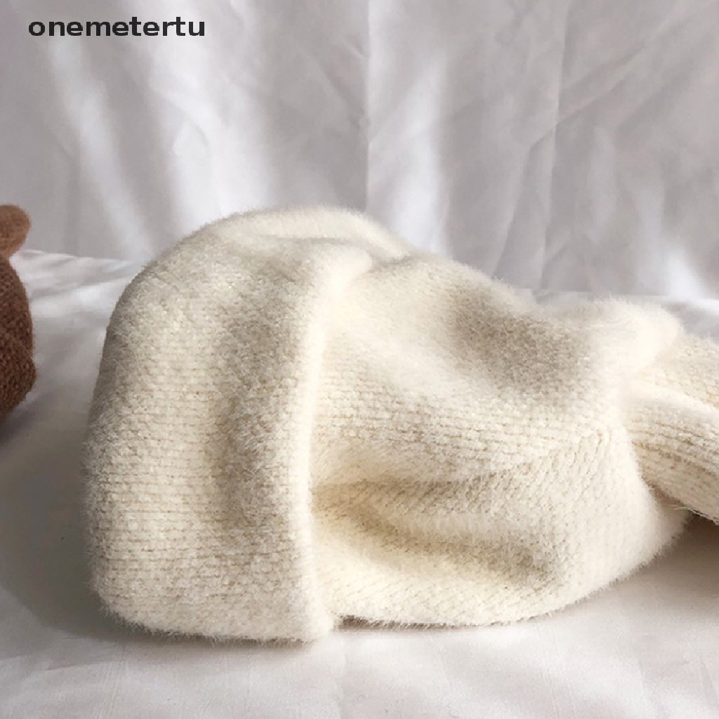 Onemetertu Mũ Len Dệt Kim Phối Tai Thỏ Thời Trang Thu Đông Nhật Hàn Dành Cho Nữ