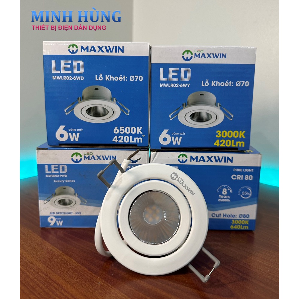 Đèn LED downlight âm trần xoay góc 6W/9W Maxwin - Minh Hùng