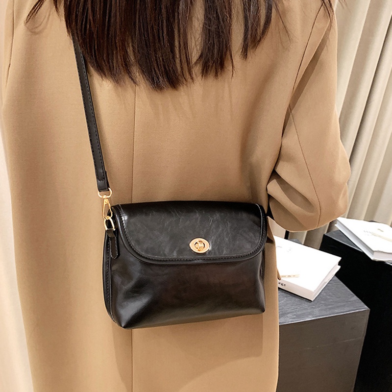 Túi Đeo Chéo Hình Vuông Nhỏ Màu Nâu Phong Cách retro Đơn Giản Cho Nữ