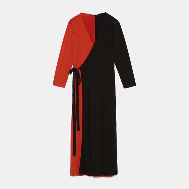 (Zara đủ bill) Váy Zara Block color wrap dress