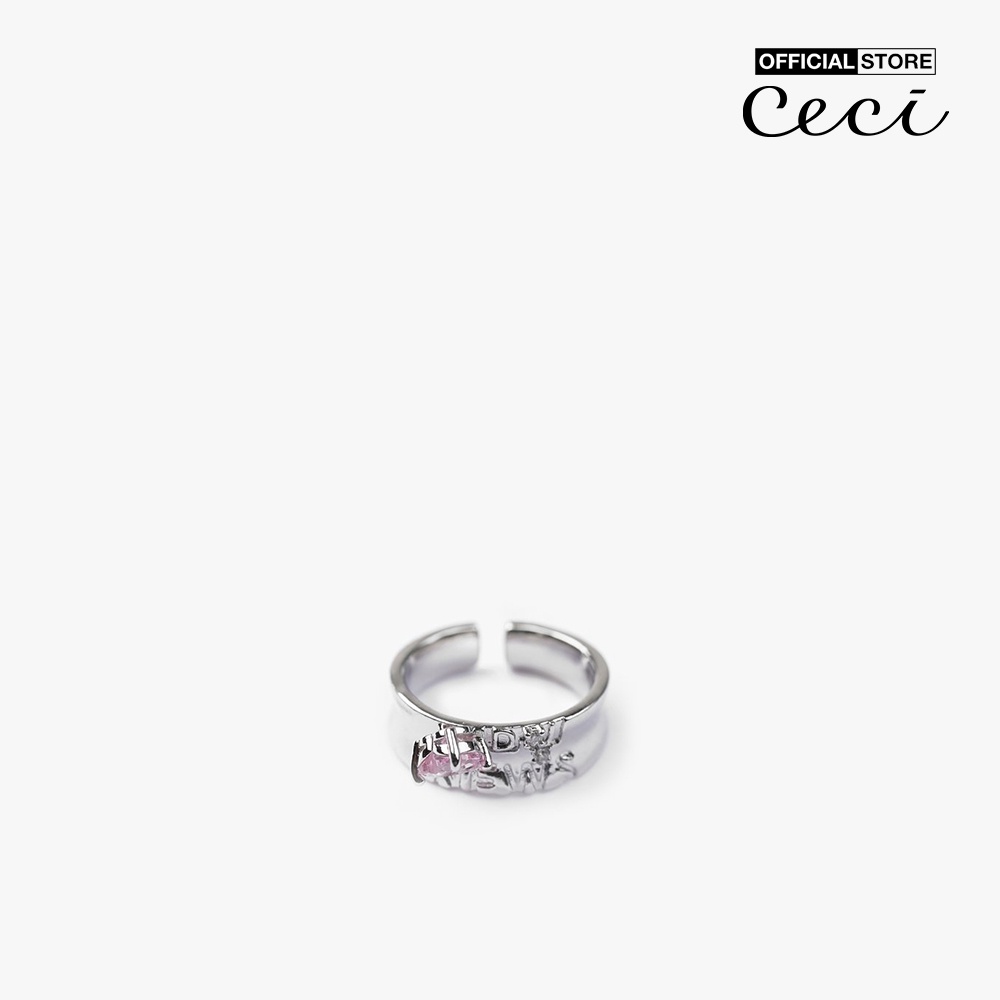 CECI - Nhẫn nữ dáng hở bản to khắc chữ thời trang CC2-01000129-13