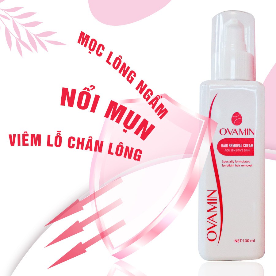 Kem tẩy lông không đau rát Ovamin 100ml, wax sạch lông nách, body, chân tay, vùng bikini trên cơ thể cho da nhạy cảm.