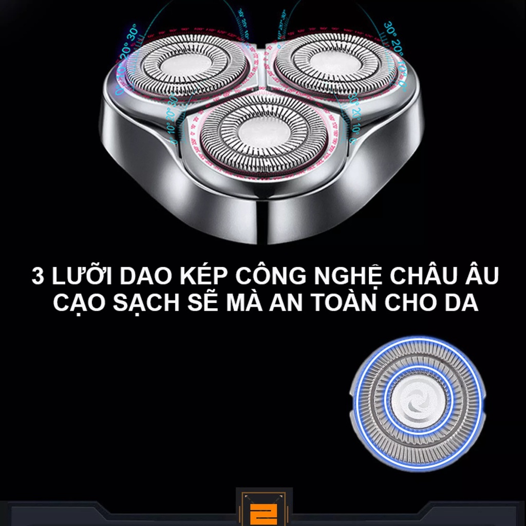 Máy Cạo Râu Đa Năng 4 In 1 Hàn Quốc Cao Cấp Pholzps Tông Đơ Cắt Tóc Tỉa Lông Mũi Massage Mặt Chống Nước IPX7 Thay Lưỡi