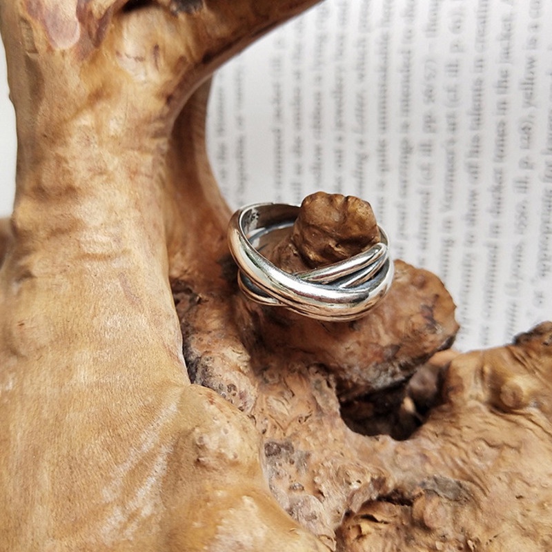 Nhẫn Bạc Nhiều Lớp Mặt Thánh Giá Thời Trang Cá Tính