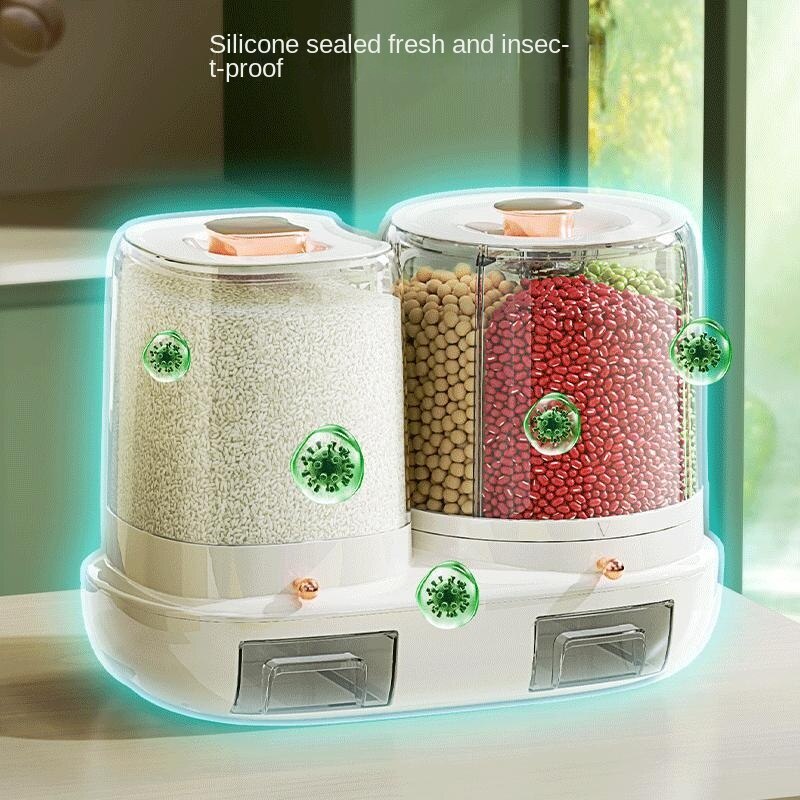 A-LIFE Hộp Đựng Gạo / Ngũ Cốc Có Thể Xoay Được Chống Ẩm Mốc / Côn Trùng Tiện Dụng