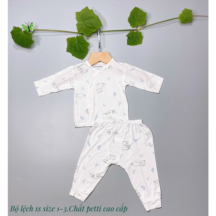 Bộ dài tay Petit cúc giữa Leeleekids hoạ tiết hoạt hình