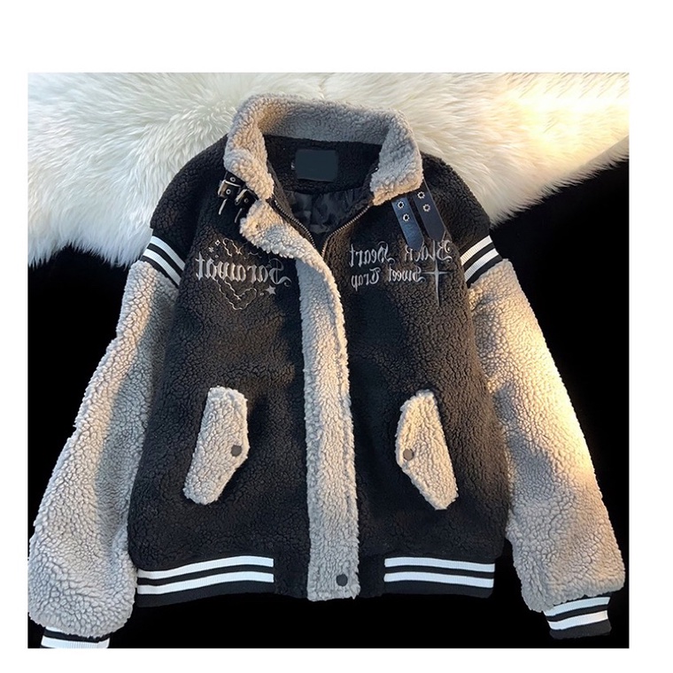 TKLIHN Áo khoác Lông Cừu ulzzang hình NGÔI SAO phong cách Y2K HOT TREND 2023