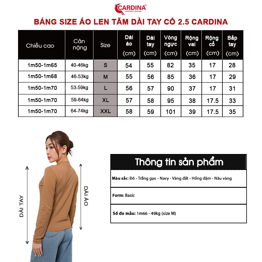 Áo Len Tăm Nữ 𝐂𝐀𝐑𝐃𝐈𝐍𝐀 Chất Mềm Mịn Cổ 2.5 Phân Dài Tay Kiểu Dáng Bacis Tôn Vóc Dáng 2AF27 (Không Kèm Quần,Chân Váy)